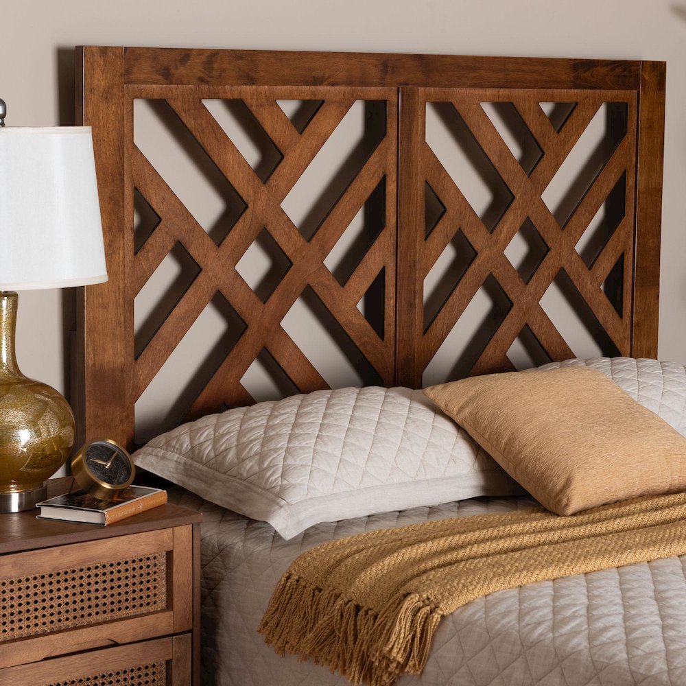 Aliya Modern Walnut Brown Finished Wood King Size Headboard. Picture 4