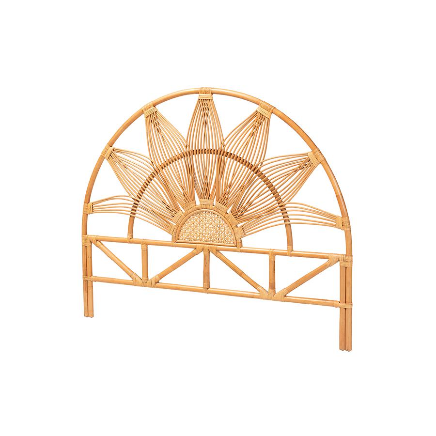 Jasmine Modern Bohemian Natural Rattan Queen Size Standalone Headboard. Picture 1