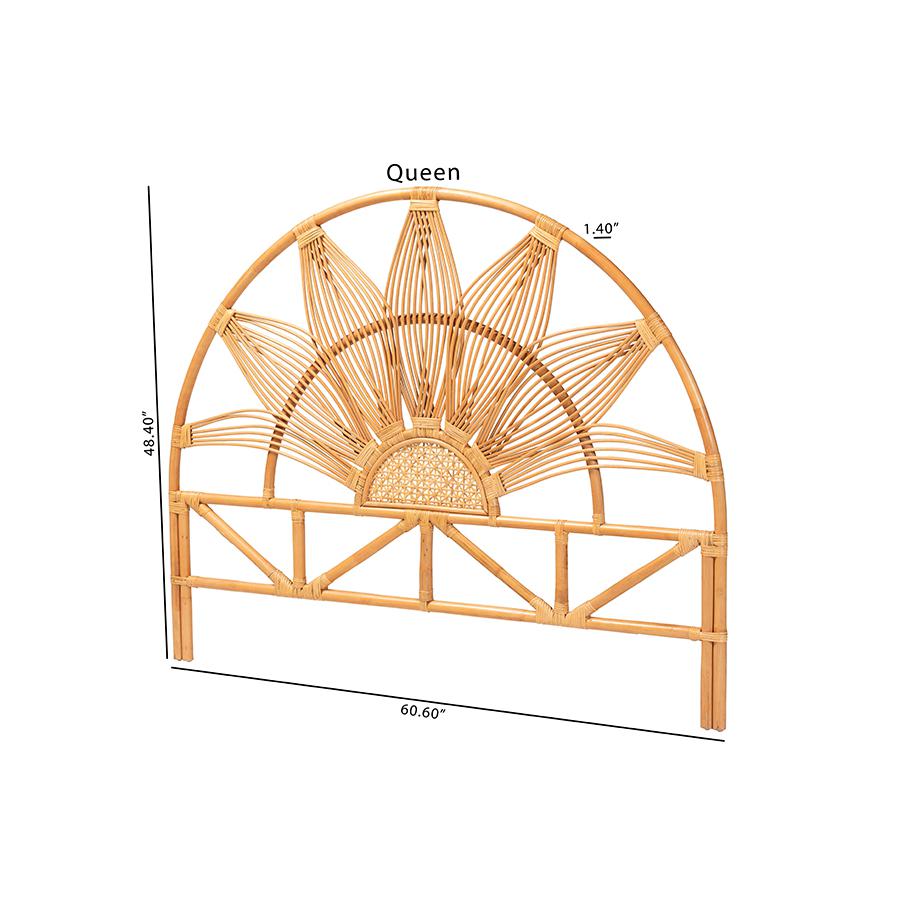 Jasmine Modern Bohemian Natural Rattan Queen Size Standalone Headboard. Picture 6