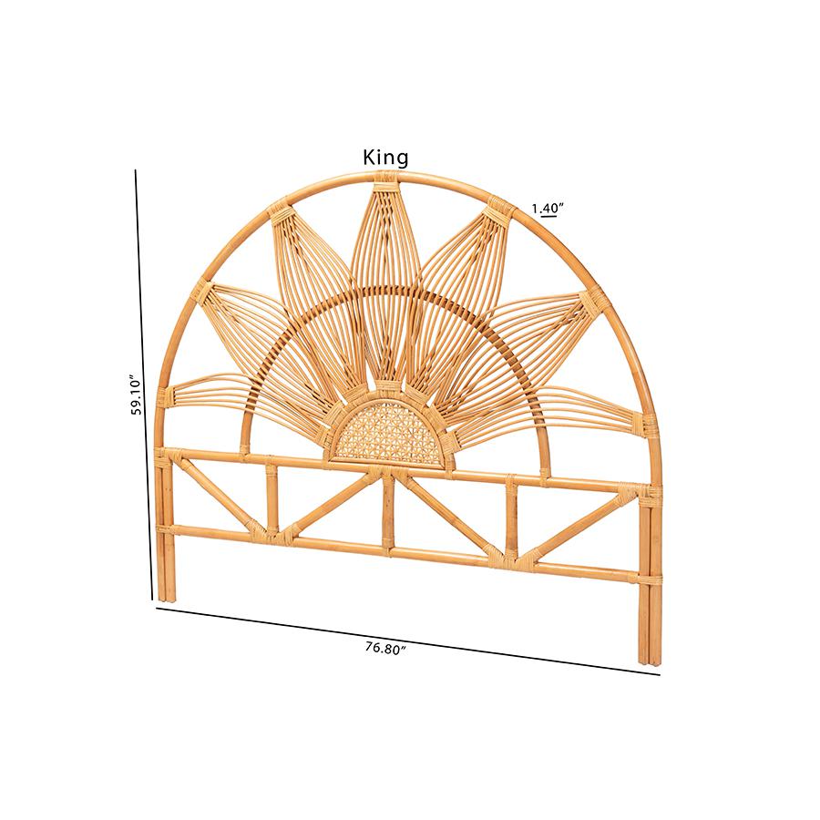 Jasmine Modern Bohemian Natural Rattan Queen Size Standalone Headboard. Picture 7