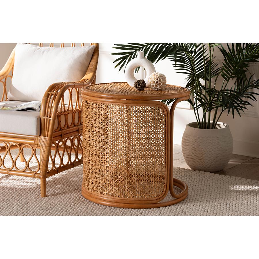 Eldon Bohemian Honey Rattan Large End Table. Picture 17