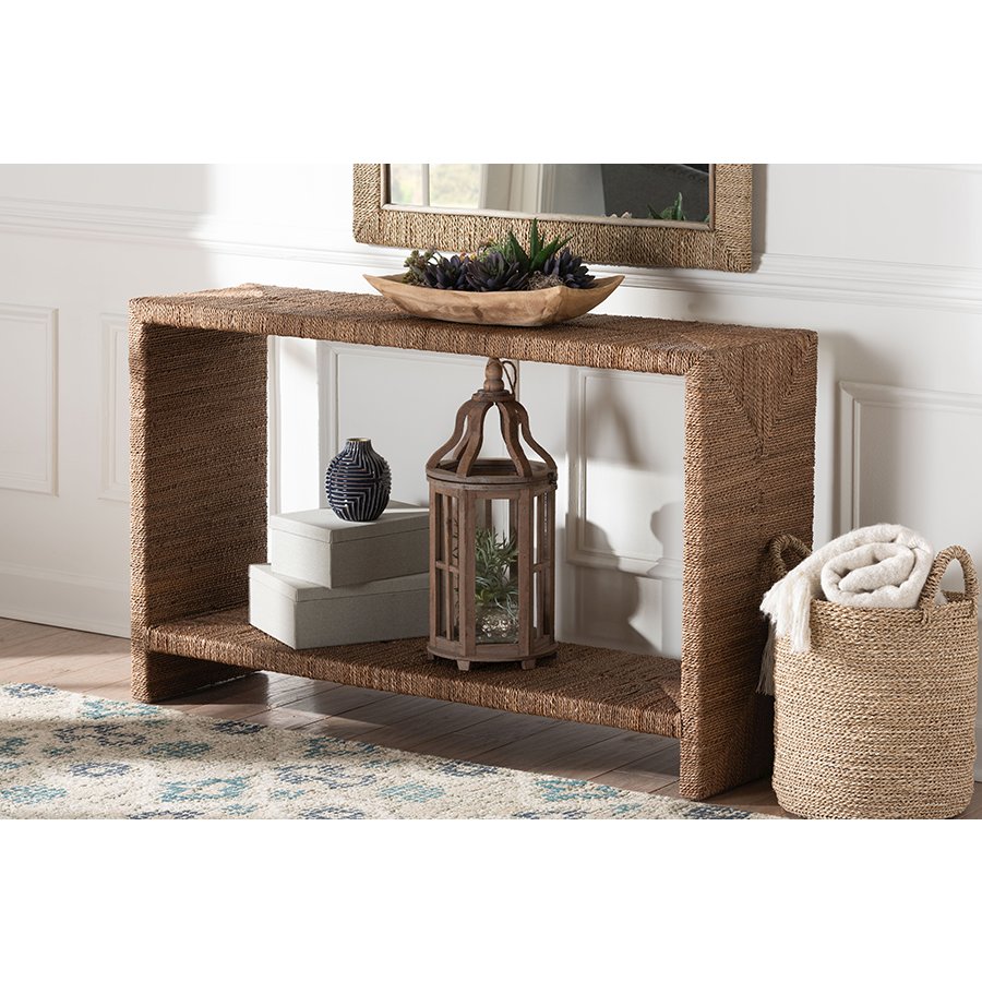 Liza Bohemian Natural Seagrass Console Table. Picture 17