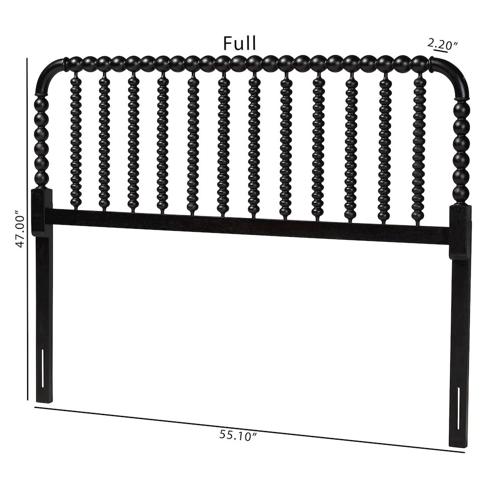 Finley Turned Bobbin Headboard - Spindle Design, Farmhouse, King, Black. Picture 5