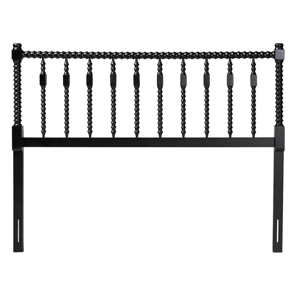 Juliette Turned Spindle Headboard - Spoke Design, Farmhouse, King, Black. Picture 2