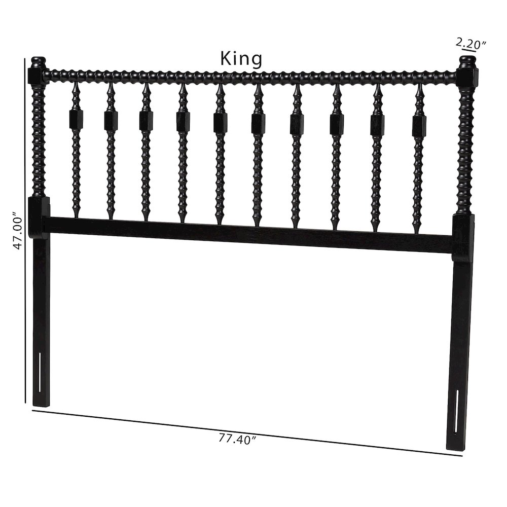 Juliette Turned Spindle Headboard - Spoke Design, Farmhouse, King, Black. Picture 7