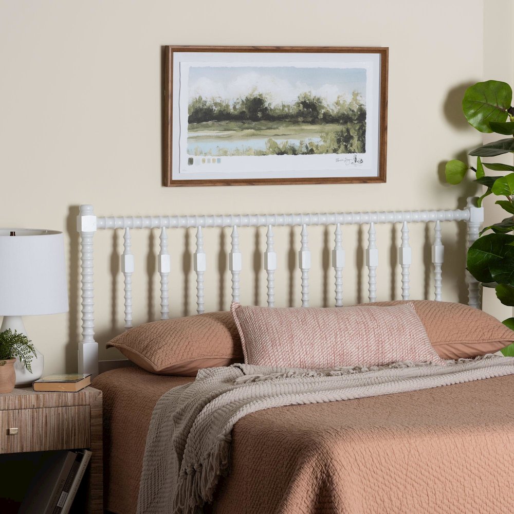 Juliette Turned Spindle Headboard - Spoke Design, Farmhouse, King, White. Picture 4