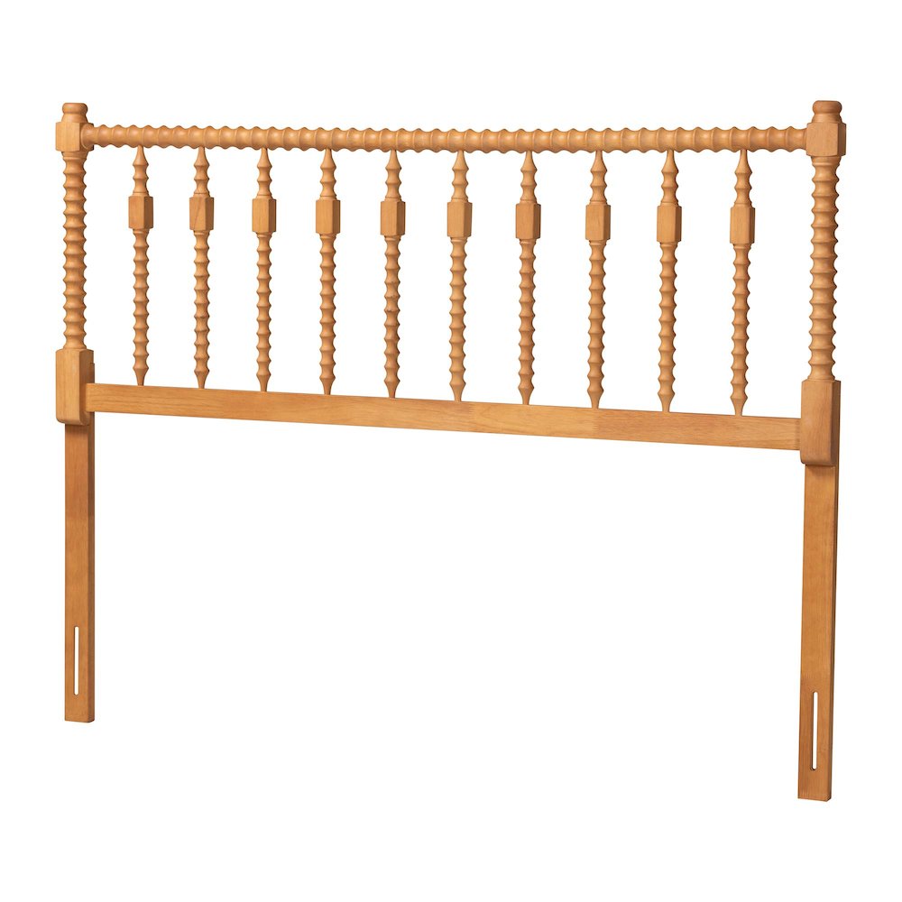 Juliette Turned Spindle Headboard - Spoke Design, Farmhouse, King, Oak Brown. Picture 1