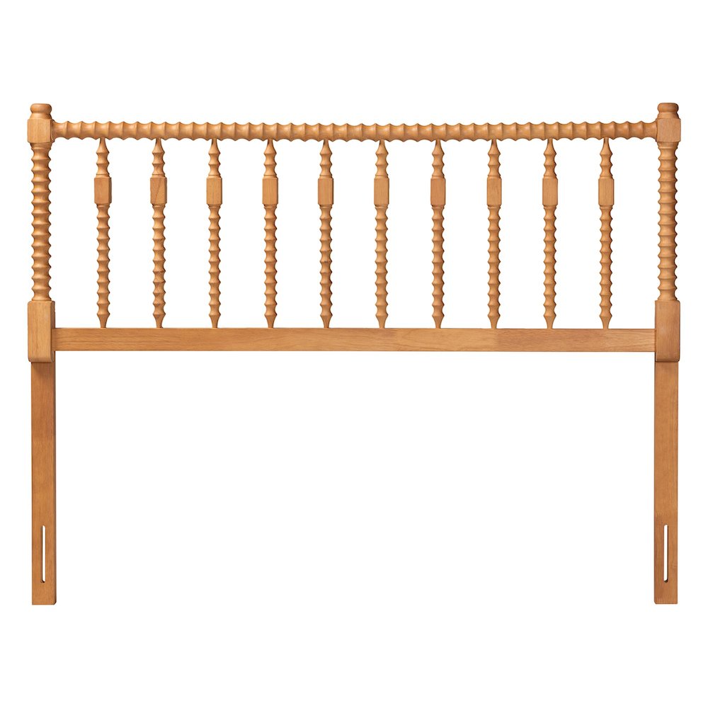 Juliette Turned Spindle Headboard - Spoke Design, Farmhouse, King, Oak Brown. Picture 2