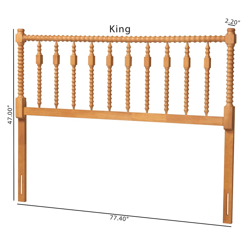 Juliette Turned Spindle Headboard - Spoke Design, Farmhouse, King, Oak Brown. Picture 7
