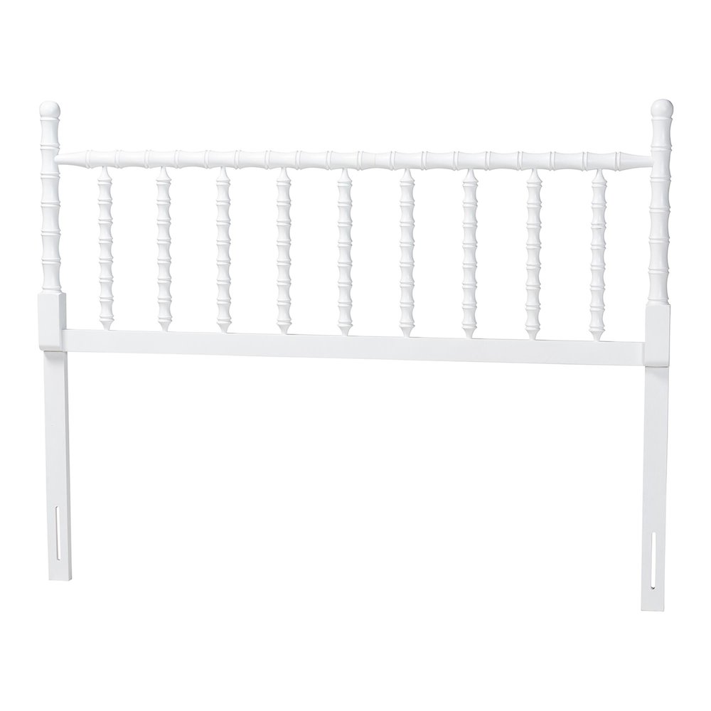 Edaline Bamboo Motif Headboard - Turned Spindle Design, Boho, King, White. Picture 1