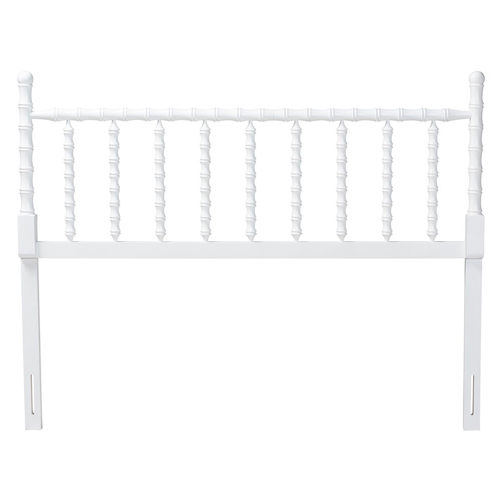 Edaline Bamboo Motif Headboard - Turned Spindle Design, Boho, King, White. Picture 2