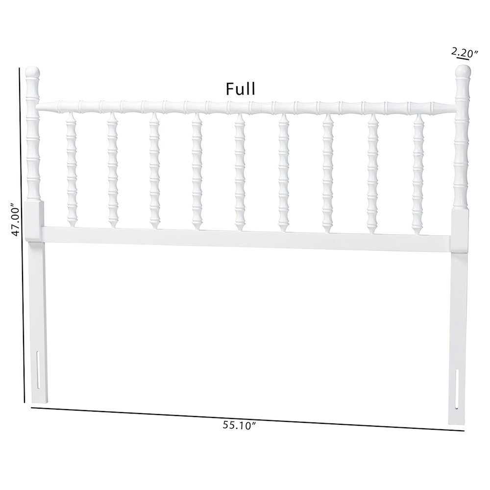 Edaline Bamboo Motif Headboard - Turned Spindle Design, Boho, King, White. Picture 5