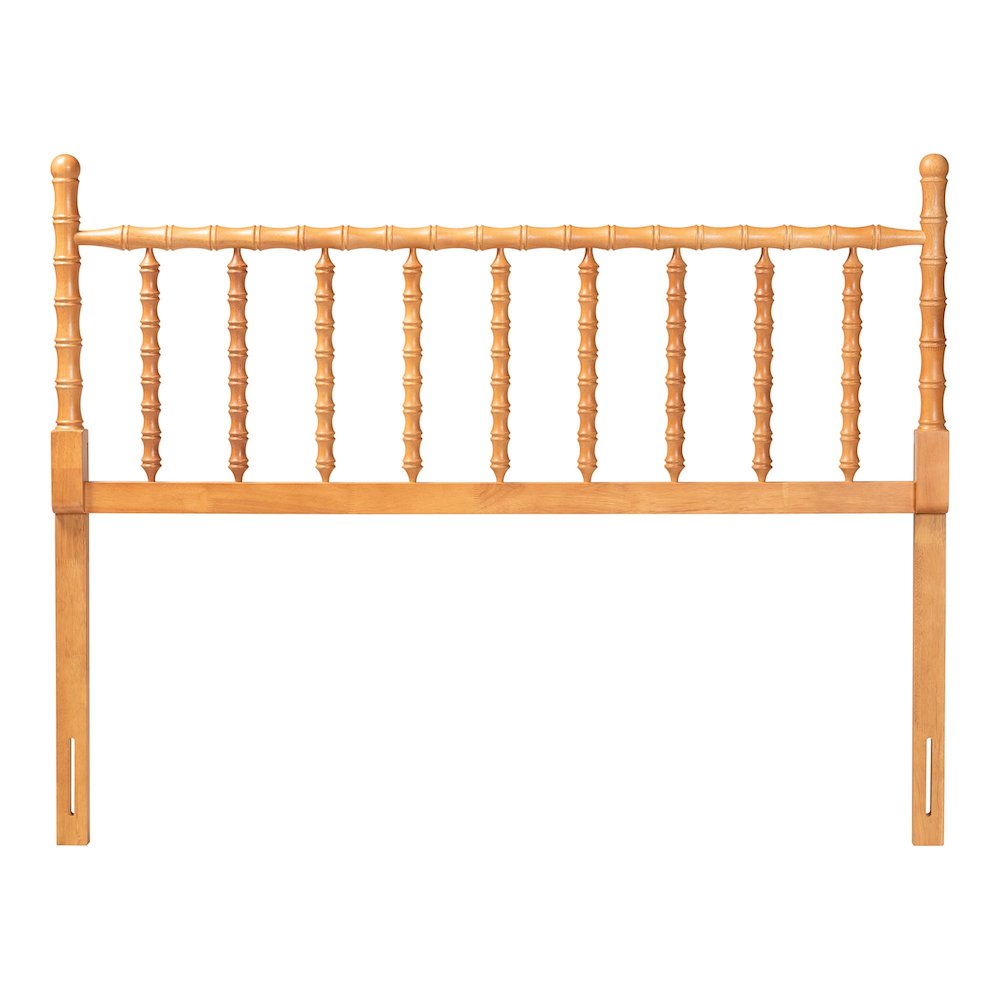 Edaline Bamboo Motif Headboard - Turned Spindle Design, Boho, King, Oak Brown. Picture 2