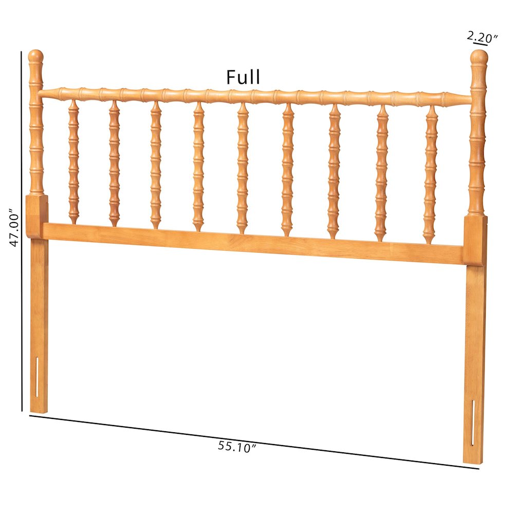 Edaline Bamboo Motif Headboard - Turned Spindle Design, Boho, King, Oak Brown. Picture 5