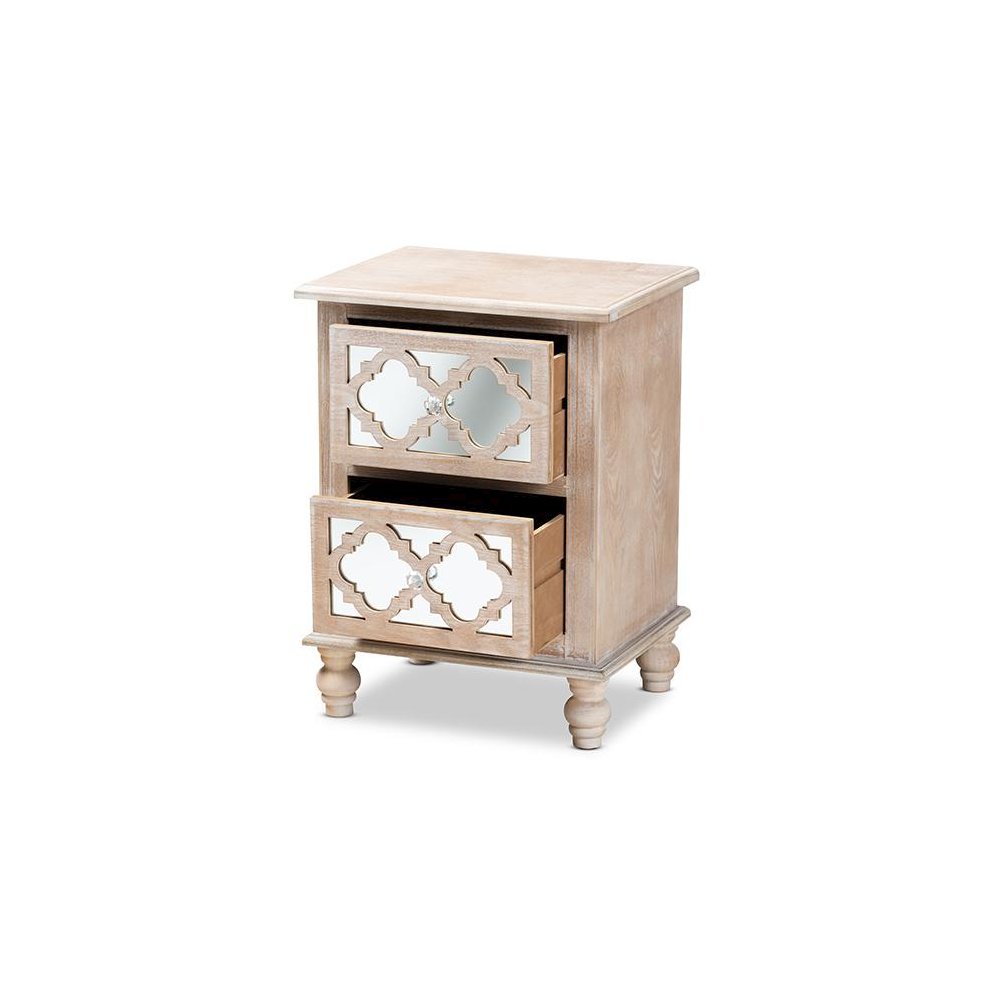 Mirror 2-Drawer Quatrefoil End Table. Picture 2