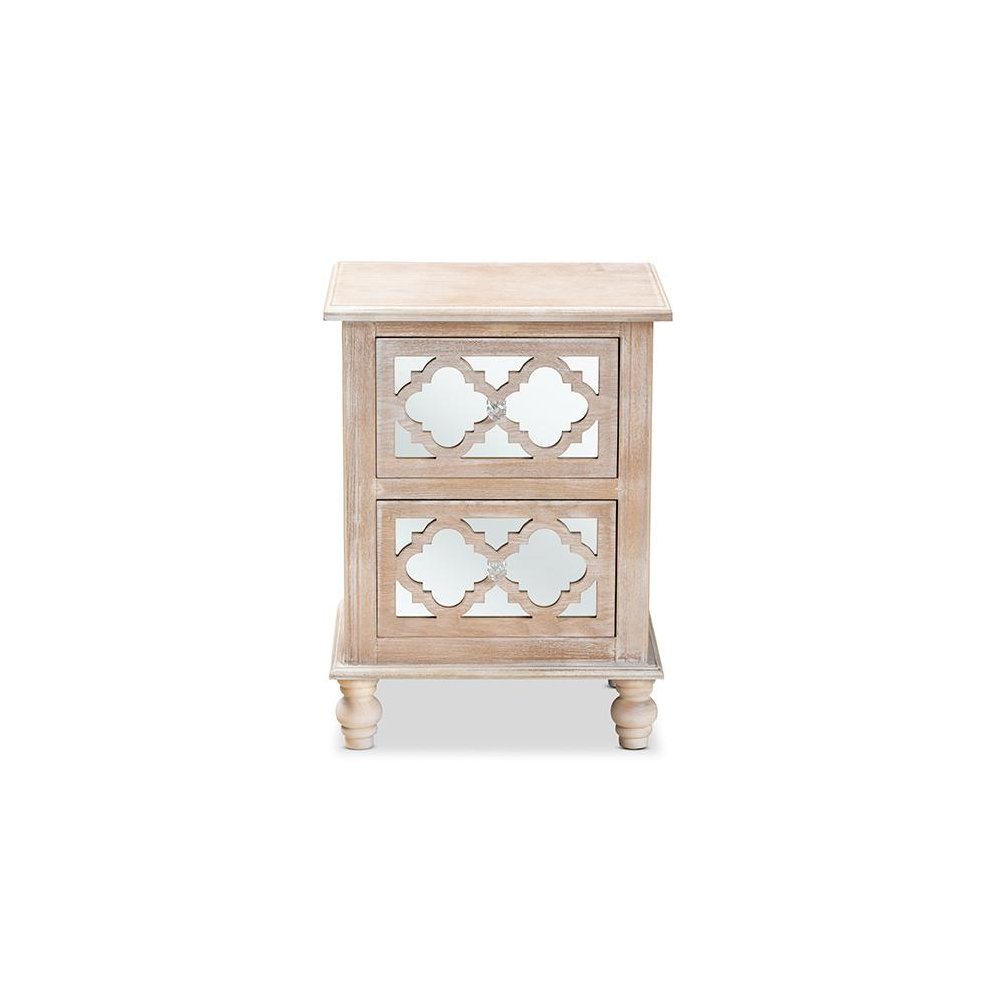 Mirror 2-Drawer Quatrefoil End Table. Picture 3