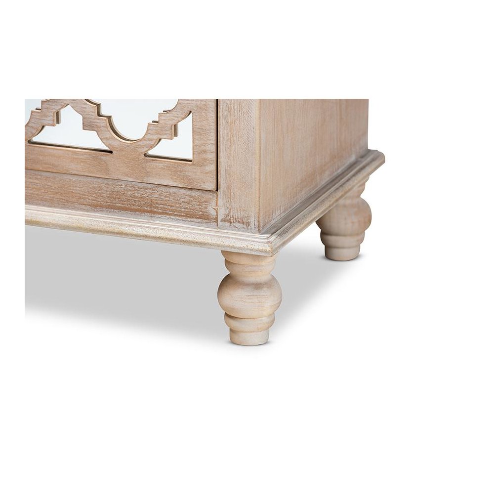Mirror 2-Drawer Quatrefoil End Table. Picture 6