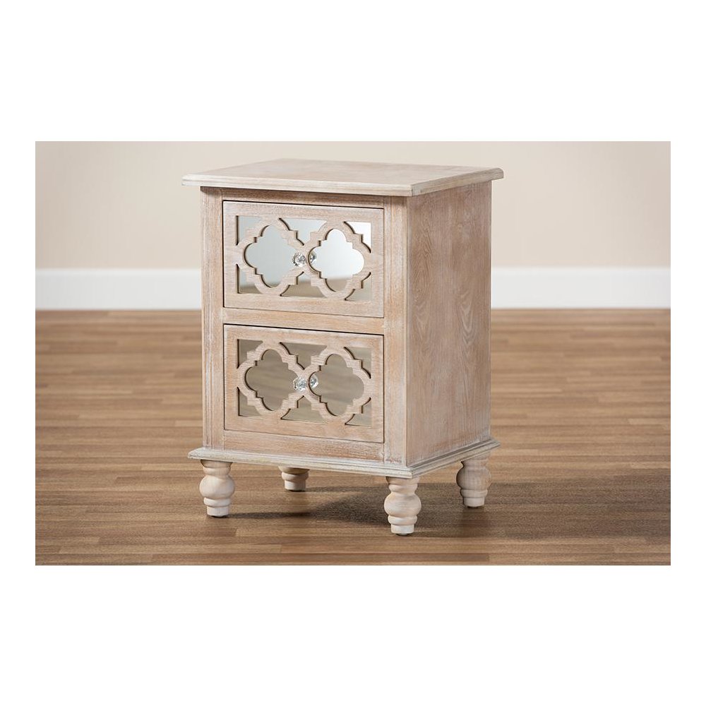 Mirror 2-Drawer Quatrefoil End Table. Picture 8