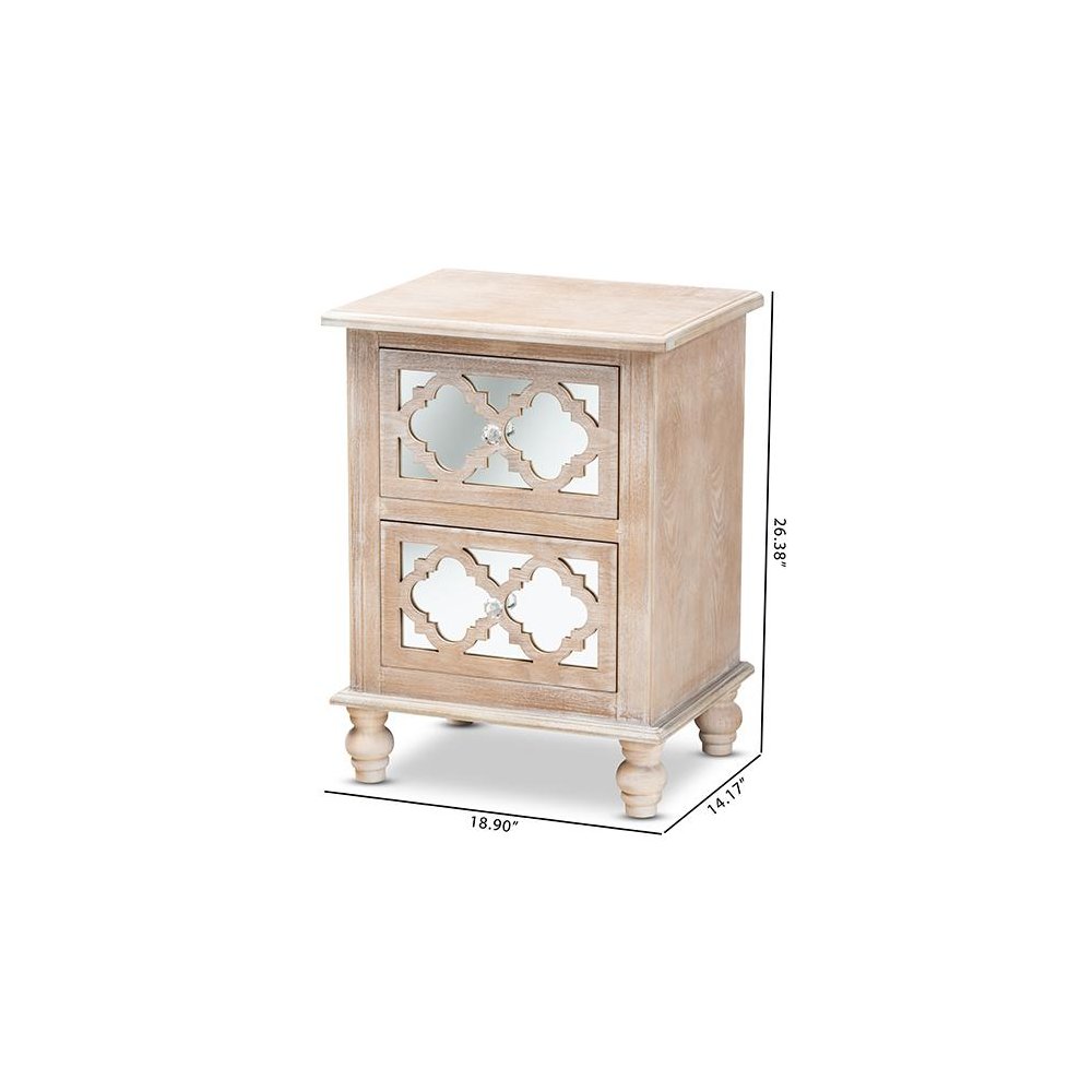 Mirror 2-Drawer Quatrefoil End Table. Picture 9