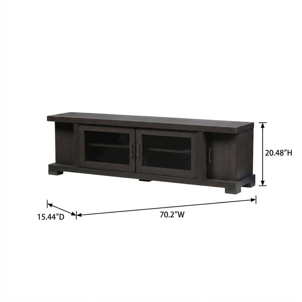 Contemporary Brown Wood TV Stand with Glass Doors and Elegant Finish. Picture 7