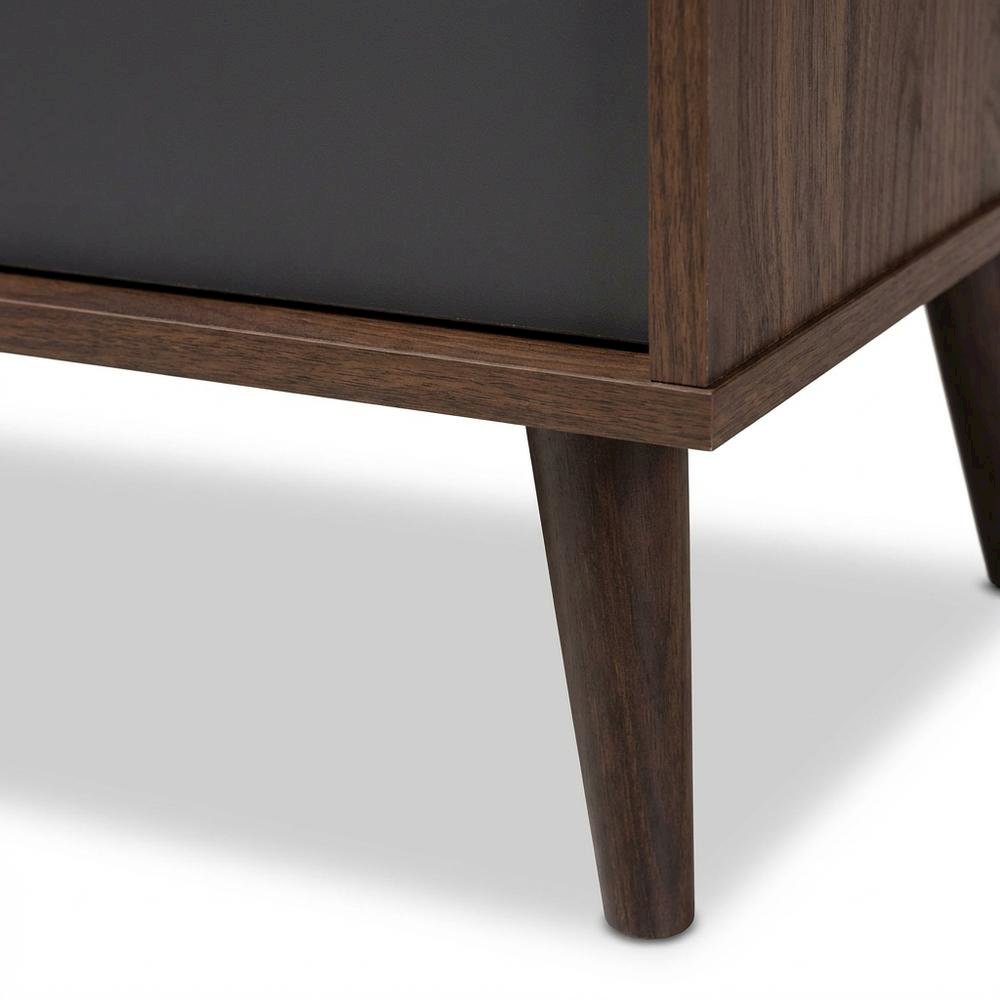 Mid-Century Modern Brown and Dark Grey TV Stand with Particle Board Finish. Picture 6