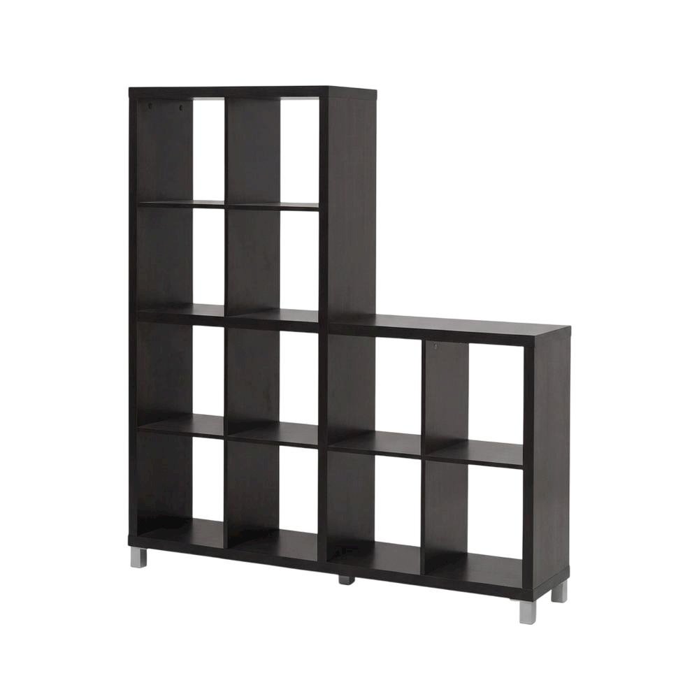 Dark Brown Cube Shelving Unit With Faux Wood Grain Finish For Storage. Picture 1