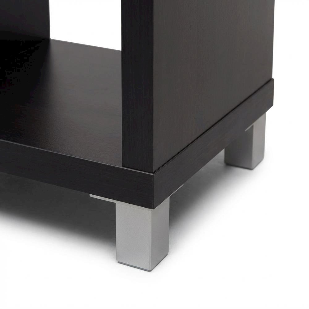 Dark Brown Cube Shelving Unit With Faux Wood Grain Finish For Storage. Picture 6