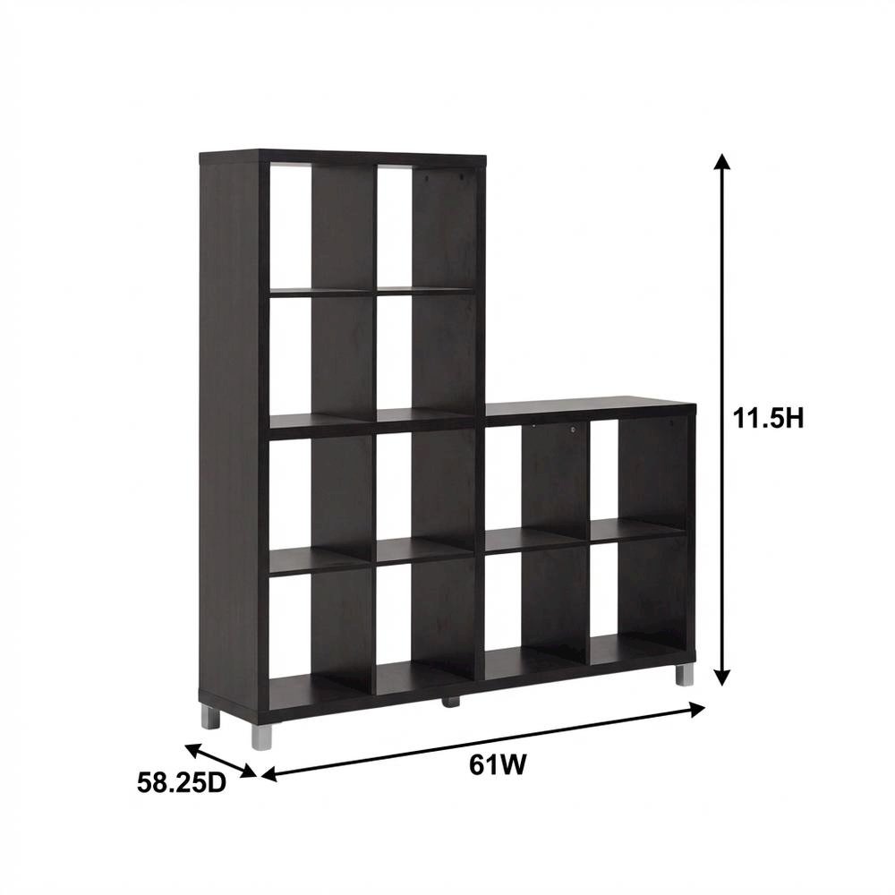 Dark Brown Cube Shelving Unit With Faux Wood Grain Finish For Storage. Picture 7
