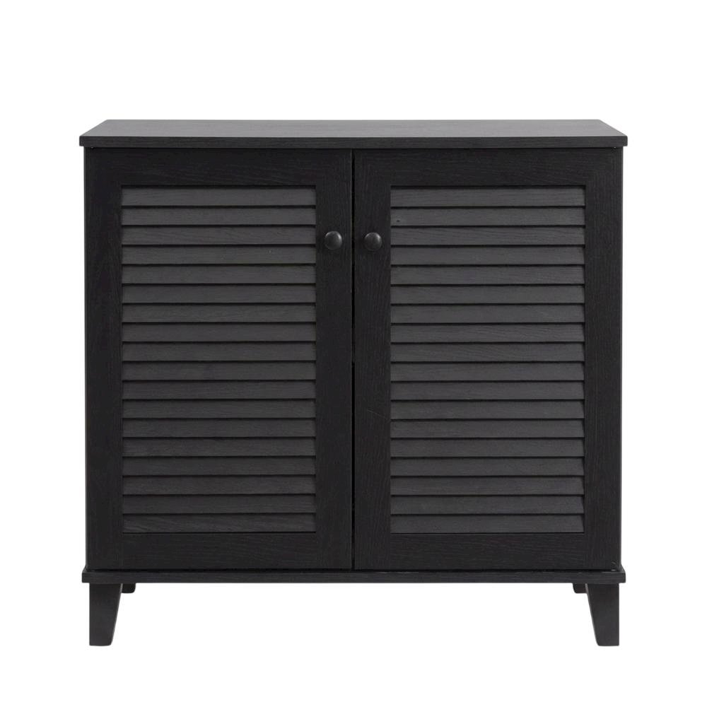 Brown Enclosed Shoe Cabinet, Engineered Wood, Espresso Finish, Entryway. Picture 4