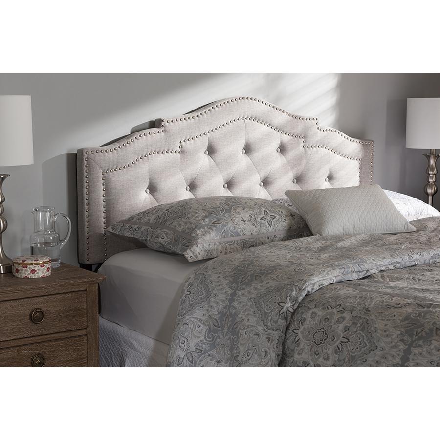 Edith Modern and Contemporary Greyish Beige Fabric Full Size Headboard. Picture 13