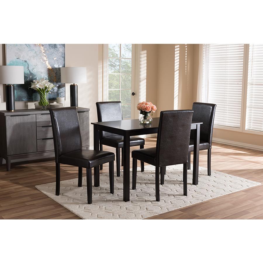 Dark Brown Faux Leather Upholstered 5-Piece Dining Set. Picture 15