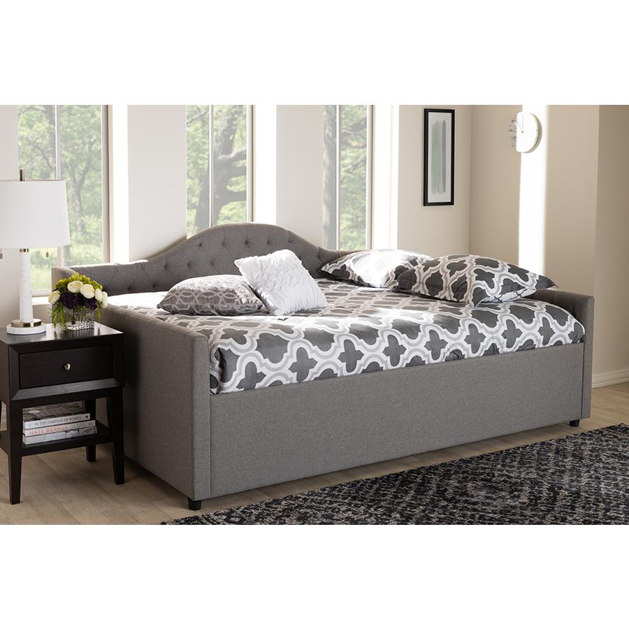 Eliza Modern and Contemporary Grey Fabric Upholstered Full Size Daybed. Picture 17