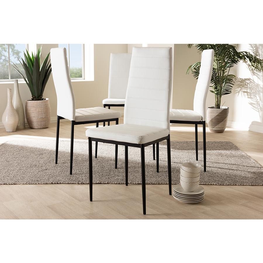 White Faux Leather Upholstered Dining Chair (Set of 4). Picture 11