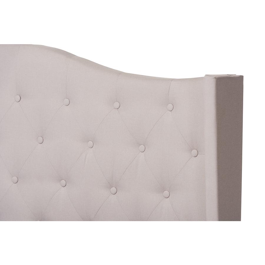 Alesha Modern and Contemporary Beige Fabric Upholstered Queen Size Bed. Picture 4