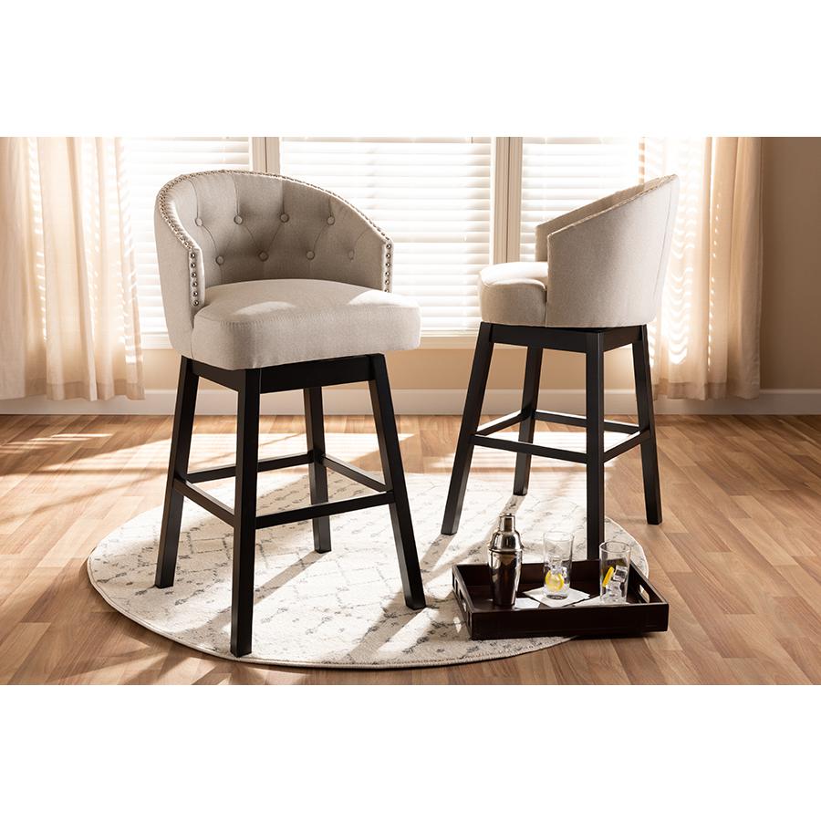 Wood Swivel Bar Stool Set of 2. Picture 15