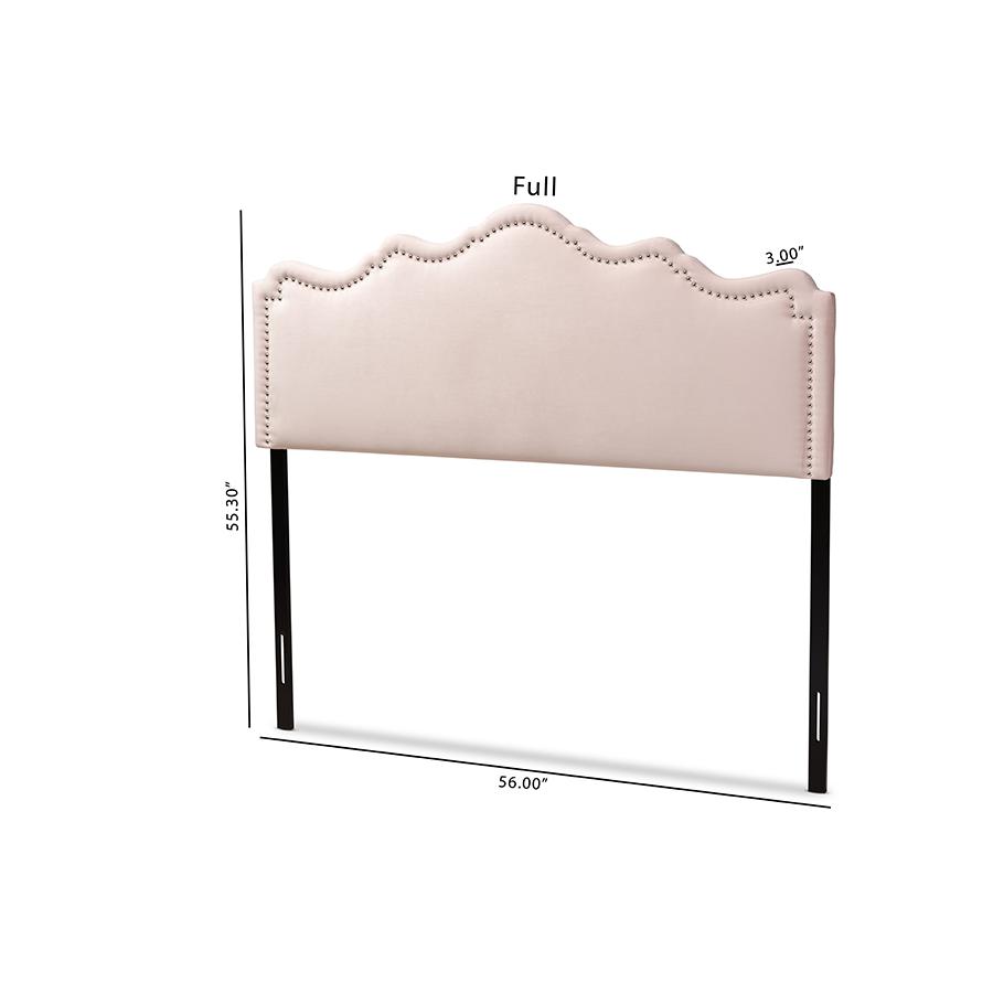 Light Pink Velvet Fabric Upholstered Queen Size Headboard. Picture 6
