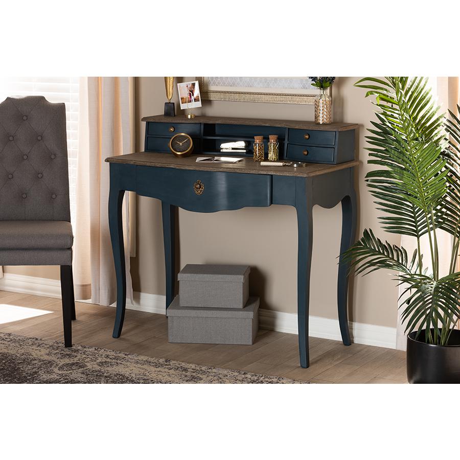 Celestine French Provincial Blue Spruce Finished Wood Accent Writing Desk. Picture 23