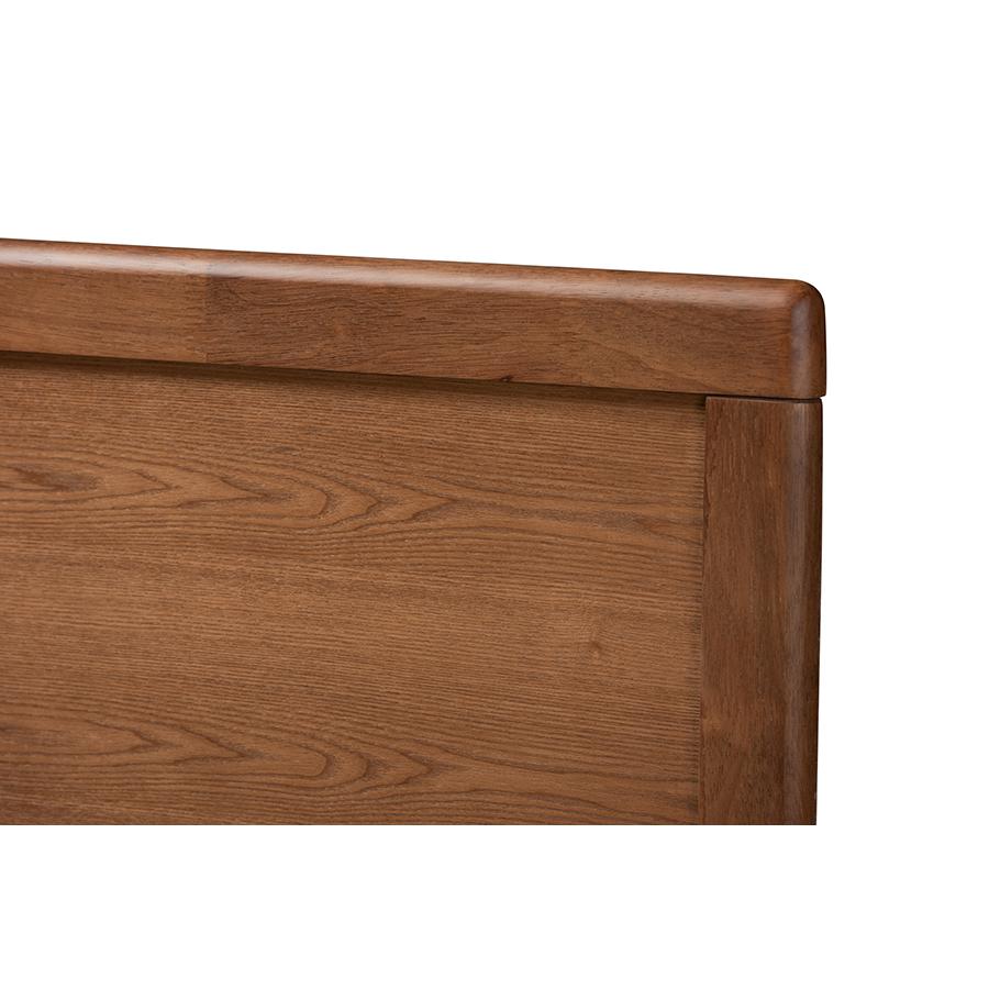 Baxton Studio Zenon Mid-Century Modern Walnut Brown Finished Wood King Size Platform Bed. Picture 4