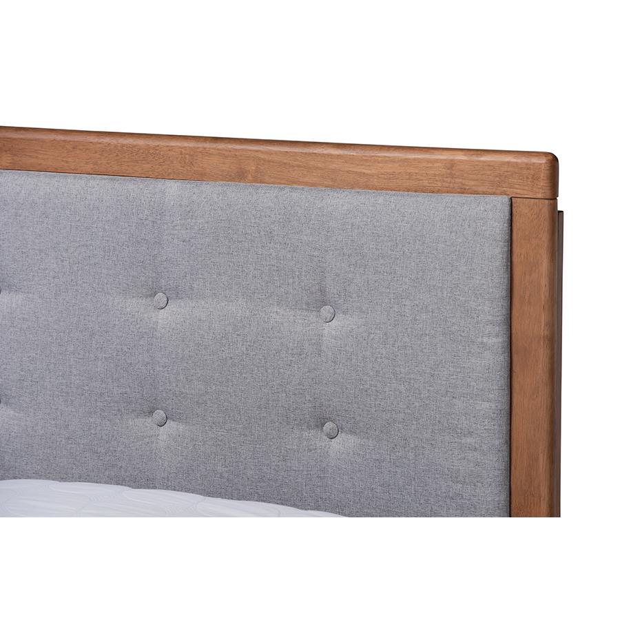 Ash Walnut Finished Wood Queen Size Platform Bed. Picture 4
