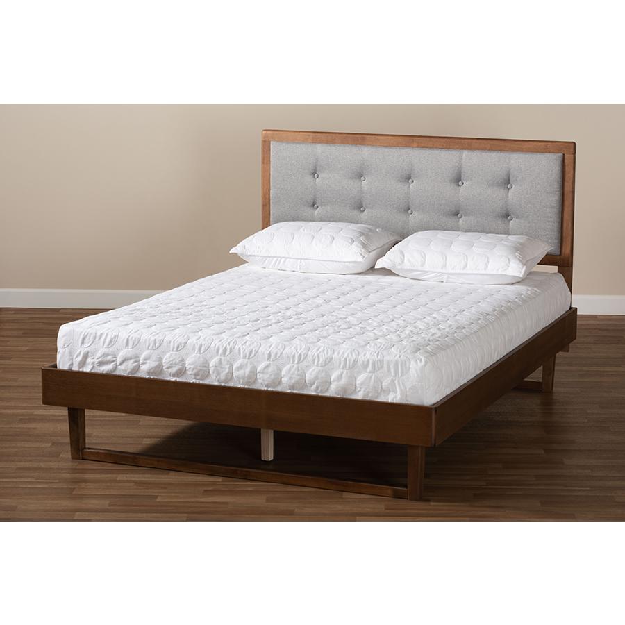 Ash Walnut Finished Wood Queen Size Platform Bed. Picture 7