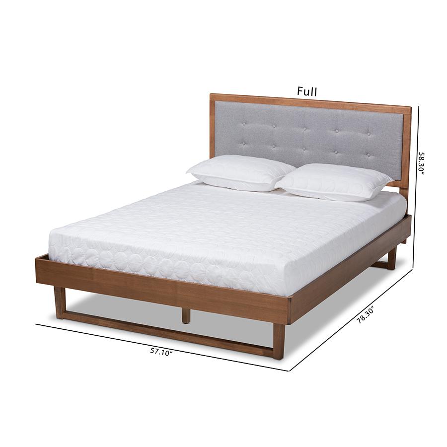 Ash Walnut Finished Wood Queen Size Platform Bed. Picture 8