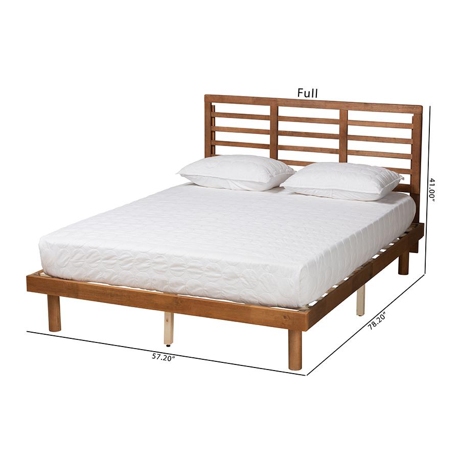 Baxton Studio Lucine Mid-Century Modern Ash Walnut Finished Wood King Size Platform Bed