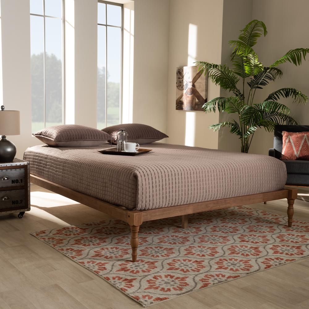 Baxton Studio Iseline Modern and Contemporary Walnut Brown Finished Wood King Size Platform Bed Frame. Picture 5