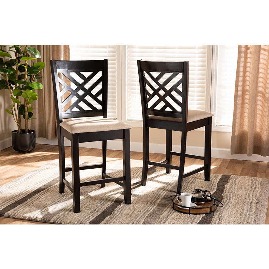 Espresso Brown Finished Wood Counter Height 2-Piece Pub Chair Set. Picture 15