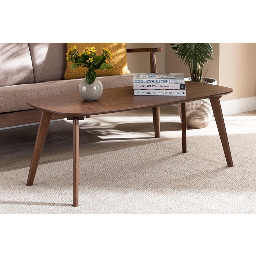 Baxton Studio Dahlia Mid-Century Modern Walnut Finished Coffee Table. Picture 9