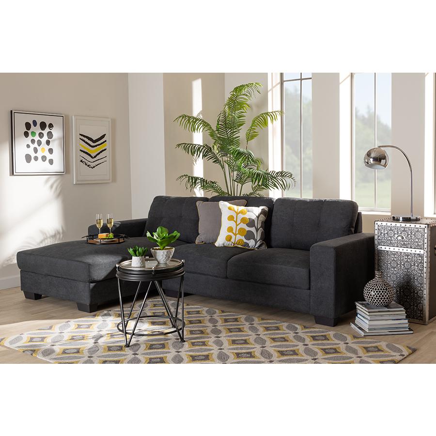 Dark Grey Fabric Upholstered Sectional Sofa with Left Facing Chaise. Picture 13