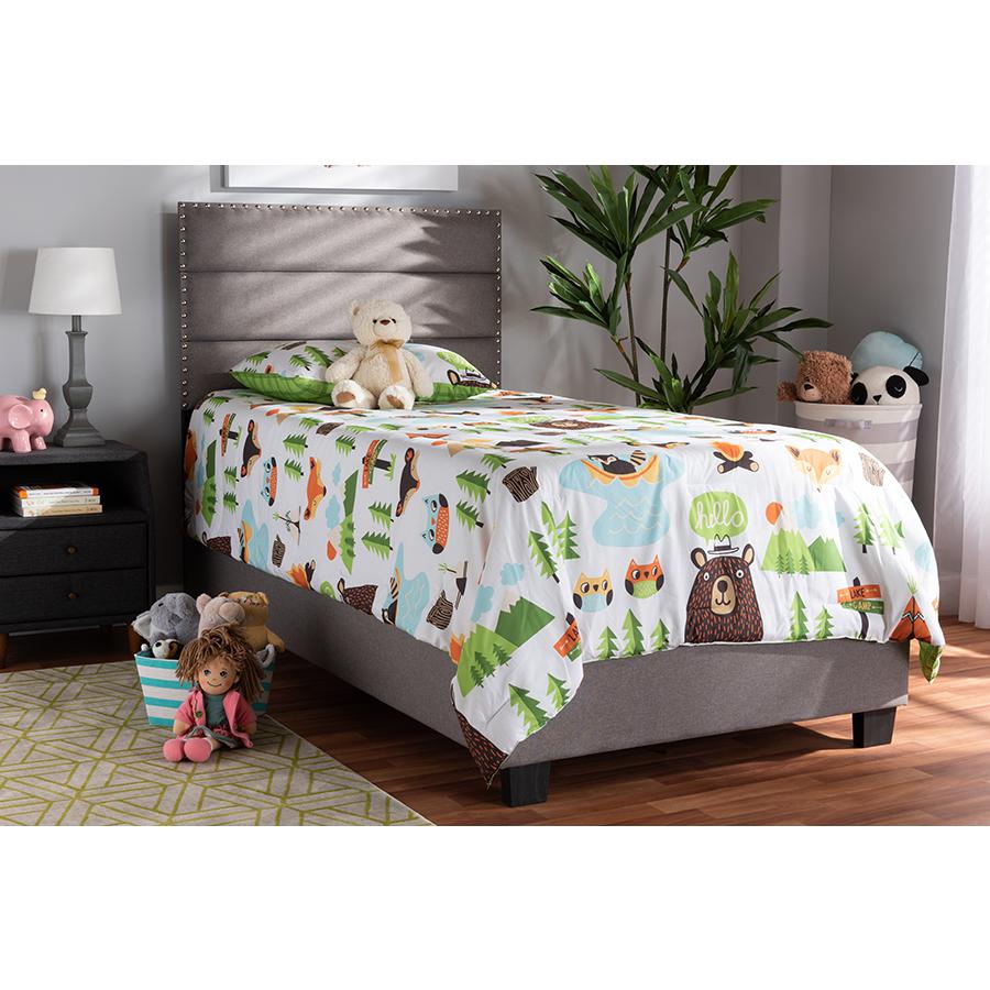 Baxton Studio Ansa Modern and Contemporary Grey Fabric Upholstered Twin Size Bed. Picture 12