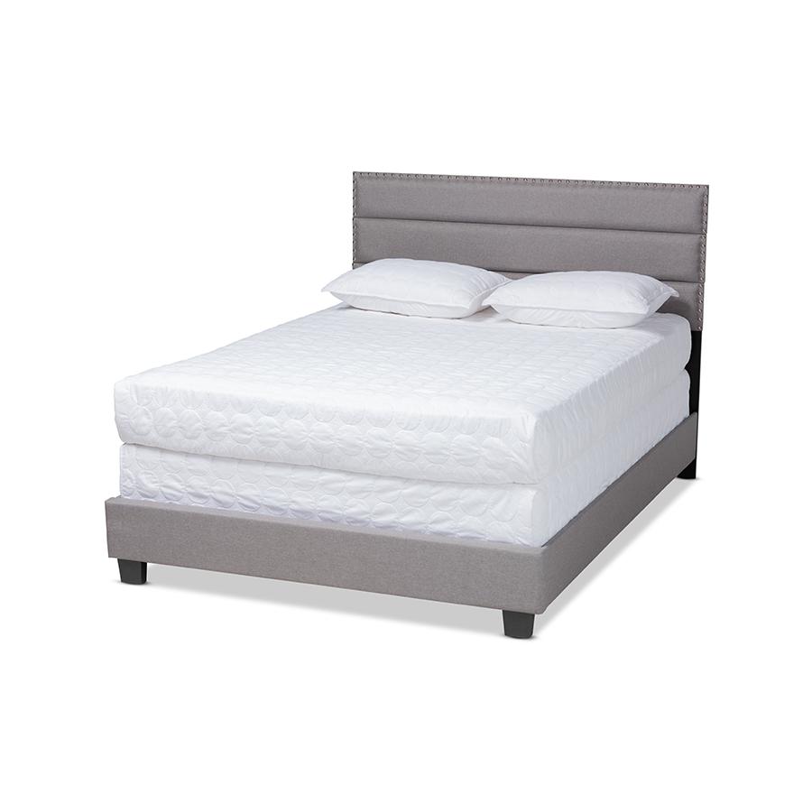 Baxton Studio Ansa Modern and Contemporary Grey Fabric Upholstered Queen Size Bed. Picture 1