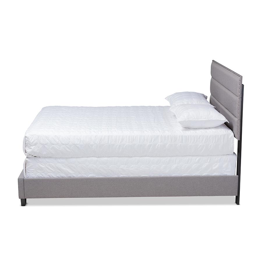 Baxton Studio Ansa Modern and Contemporary Grey Fabric Upholstered Queen Size Bed. Picture 3