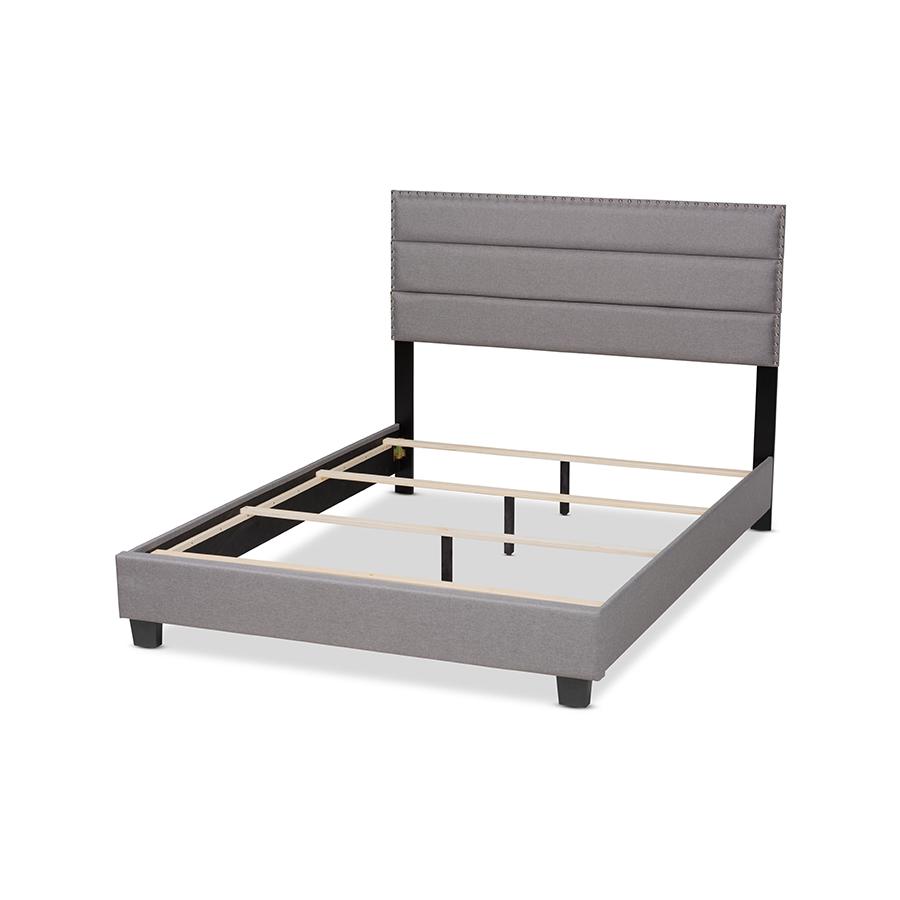 Baxton Studio Ansa Modern and Contemporary Grey Fabric Upholstered Queen Size Bed. Picture 4